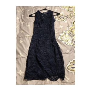 Open back navy dress
